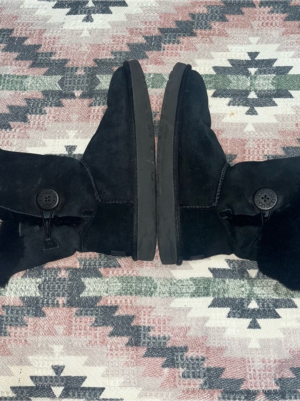 UGG Black Suede Button Ankle Boots